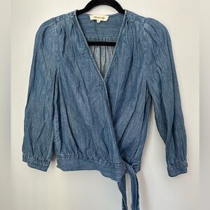 Madewell Denim Blue Wrap Blouse